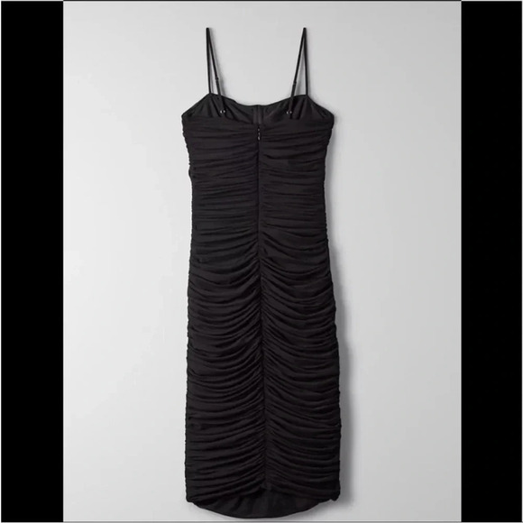 Aritzia Ten by Babaton Luxor MIDI Dress Black Ruched Size 10 B38 - Picture 3 of 10